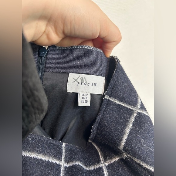 Jigsaw wool blend plaid navy midi skirt - Picture 5 of 6